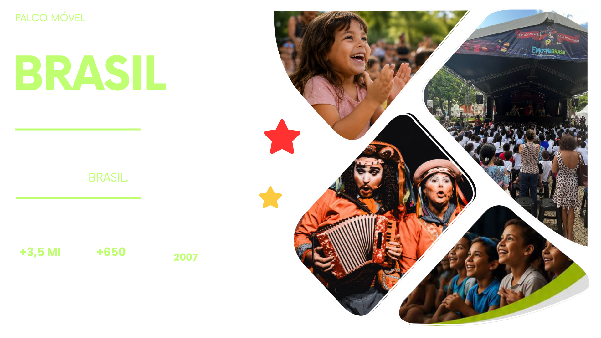Imagem Central com a agenda cultural do Projeto Emcena Brasil